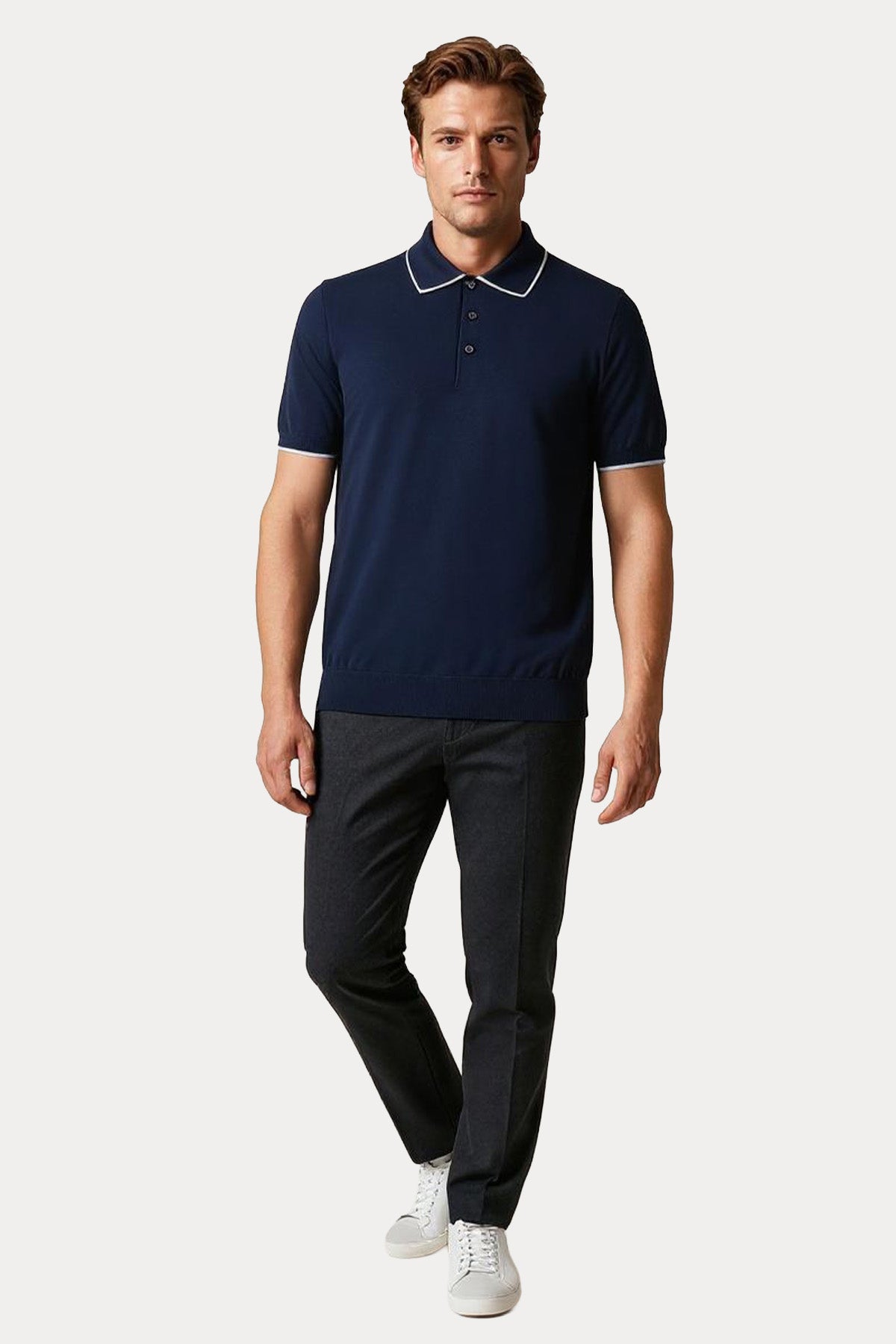 Gran Sasso Regular Fit Polo Yaka İnce Örgü Triko