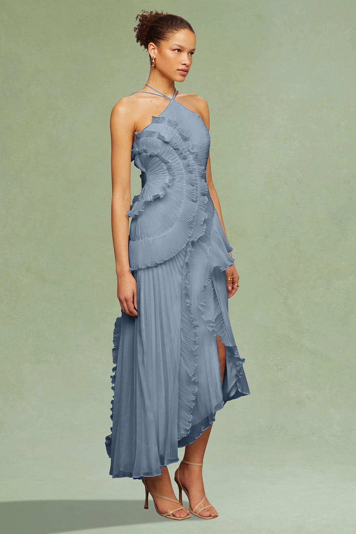 Amur Lorelie Halter Yaka Midi Abiye Elbise-Abiye-Libas