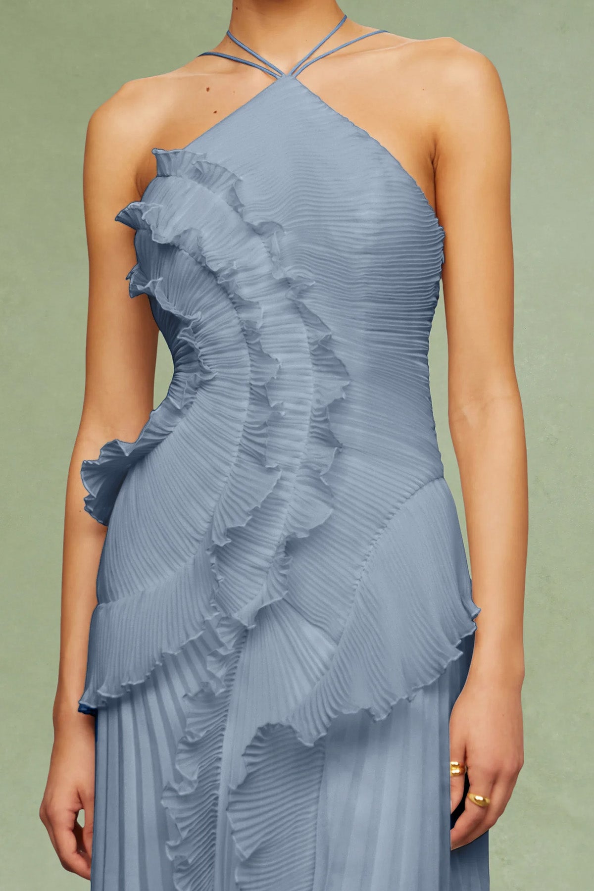 Amur Lorelie Halter Yaka Midi Abiye Elbise-Abiye-Libas
