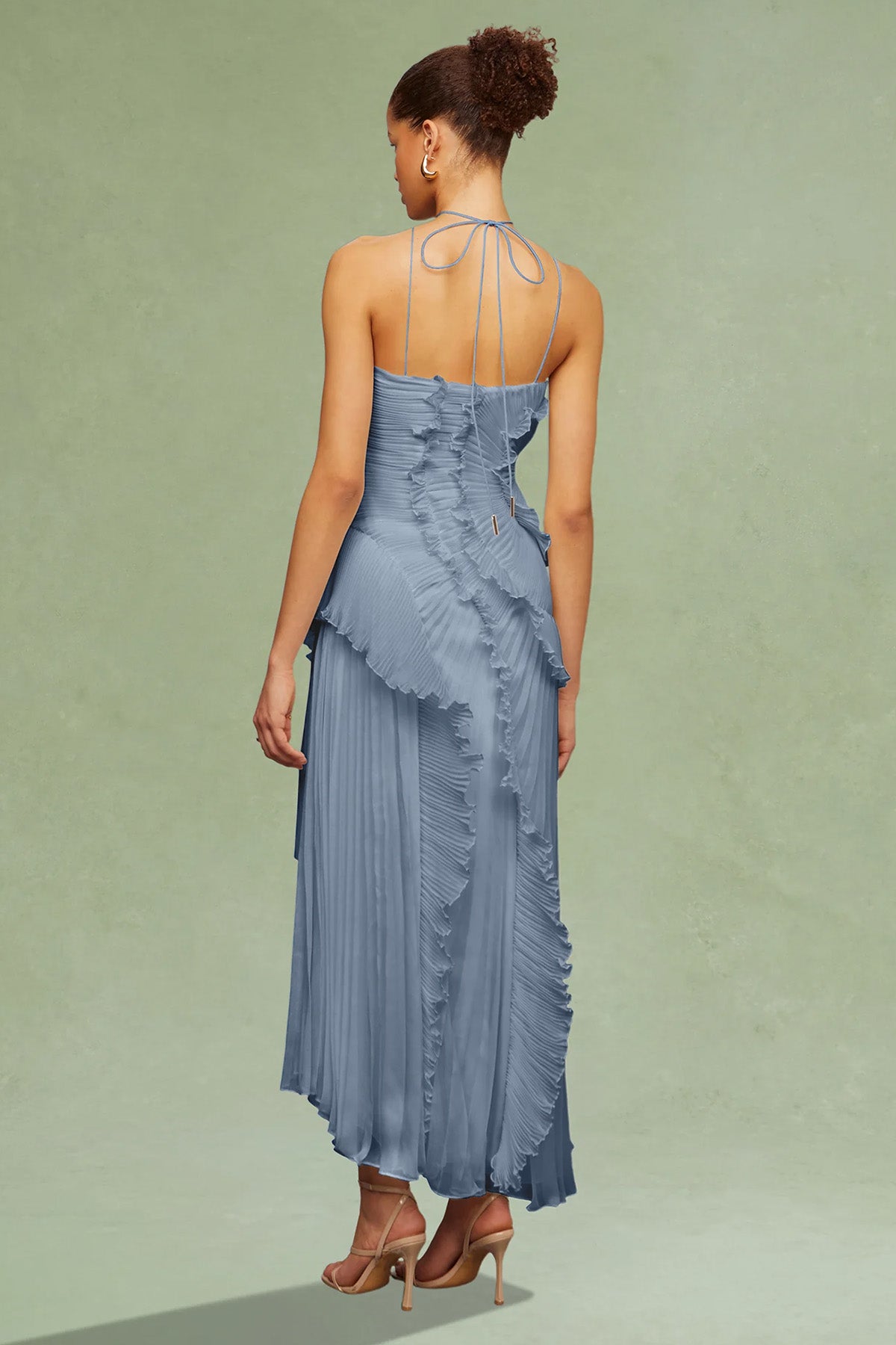 Amur Lorelie Halter Yaka Midi Abiye Elbise-Abiye-Libas