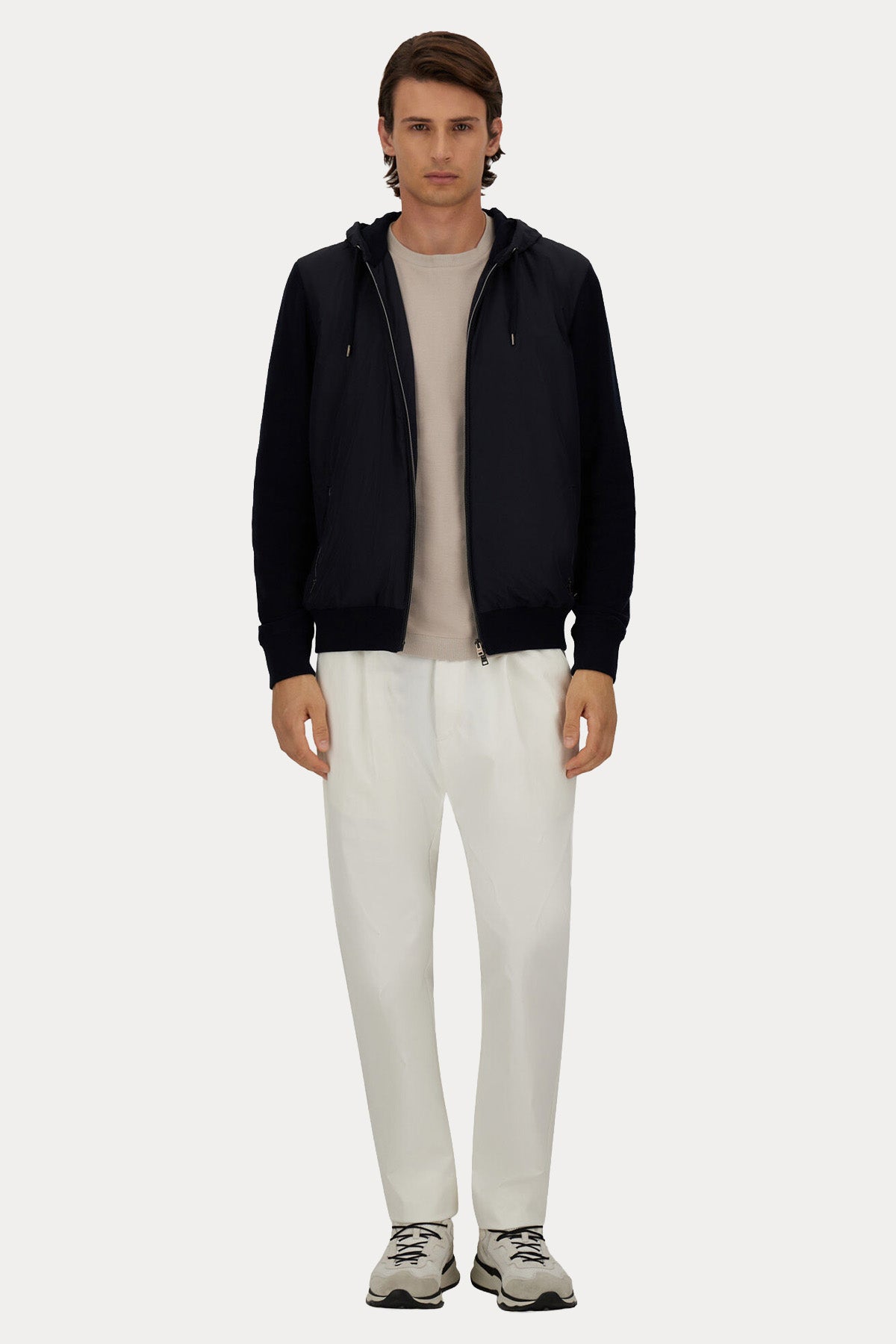 Herno Regular Fit Triko Detaylı Kapüşonlu Ceket