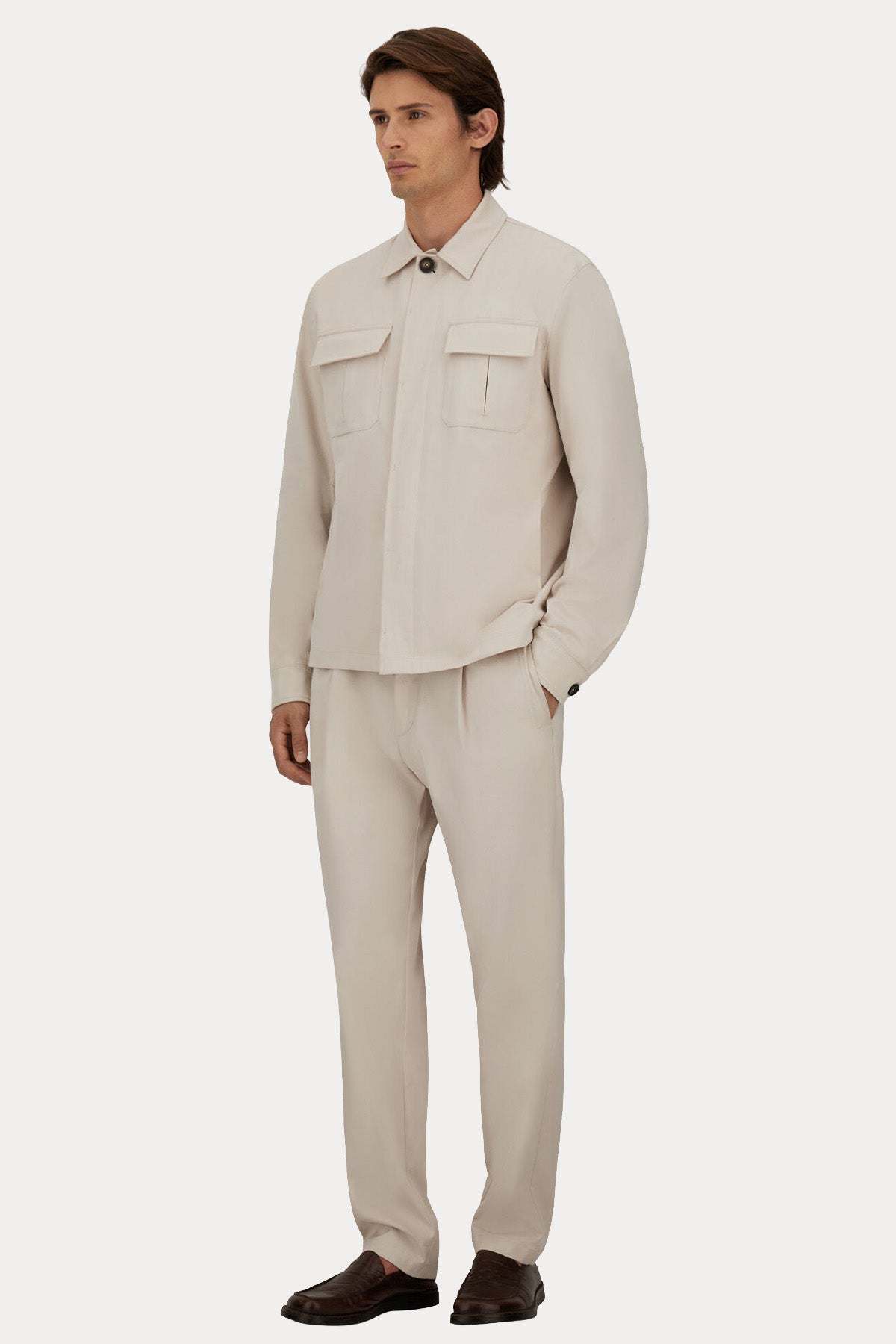 Herno Regular Fit Beli Lastikli Tek Pile Yandan Cepli Pantolon-Pantolon-Libas