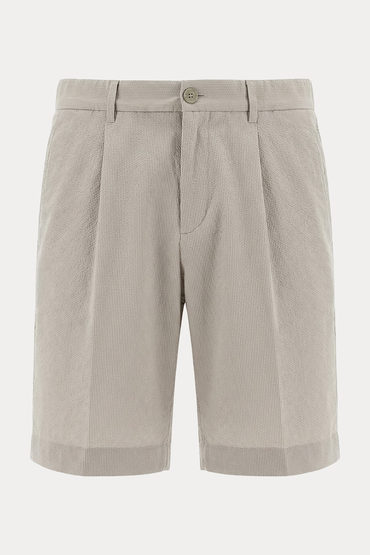 Herno Regular Fit Dokulu Kumaş Tek Pile Beli Lastikli Şort-Şort-Libas