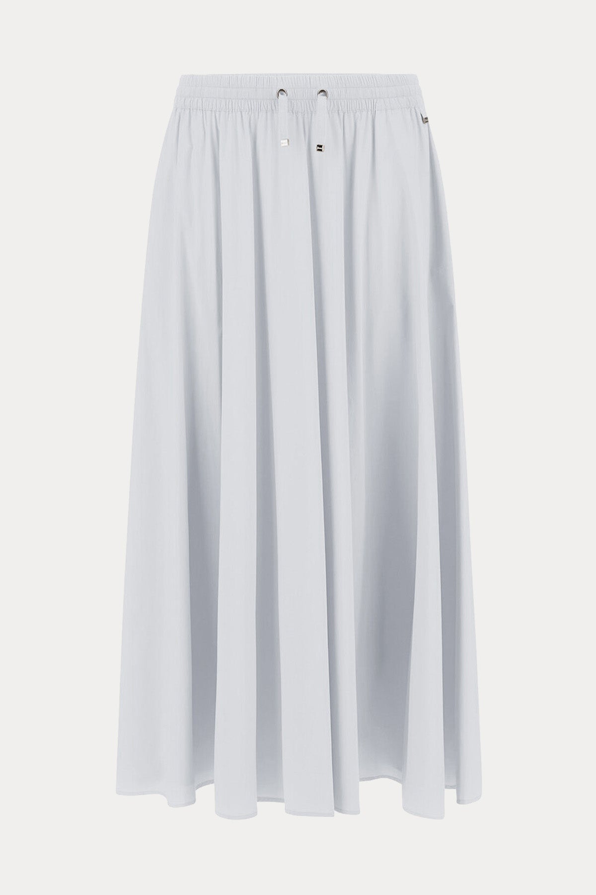 Herno Beli Lastikli Yandan Cepli Pileli Streç Midi Etek