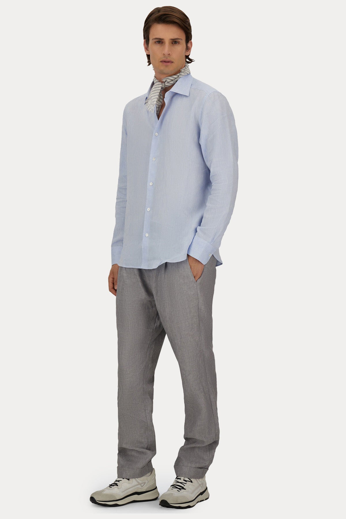 Herno Regular Fit Tek Pile Beli Lastikli Keten Pantolon-Pantolon-Libas