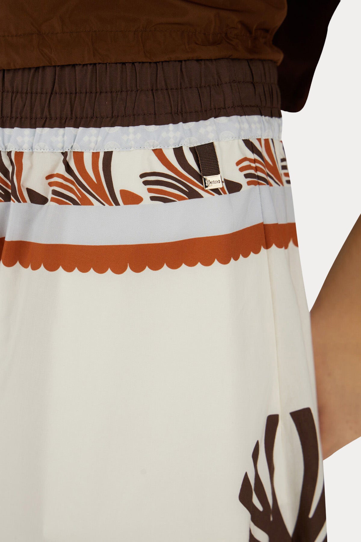 Herno Regular Fit Beli Lastikli Desenli Midi Etek-Etek-Libas