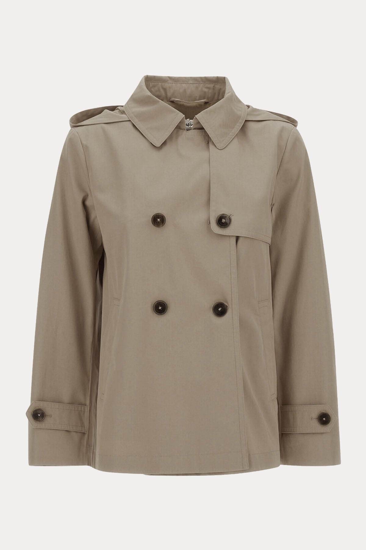 Herno Rain Regular Fit Kapüşonlu Kruvaze Ceket-Ceket-Libas