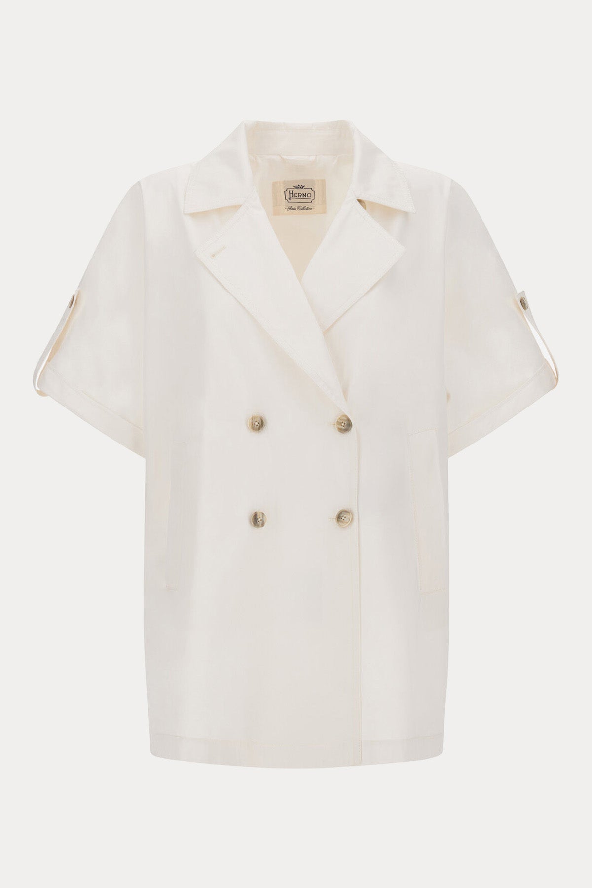 Herno Relaxed Fit Kruvaze Kısa Kollu Trençkot-Trençkot-Libas