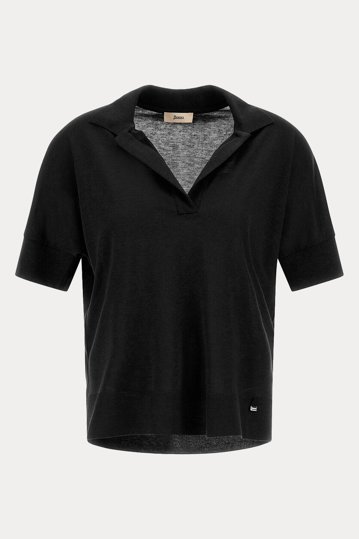Herno Regular Fit Polo V Yaka İnce Örgü T-shirt-T-shirt-Libas