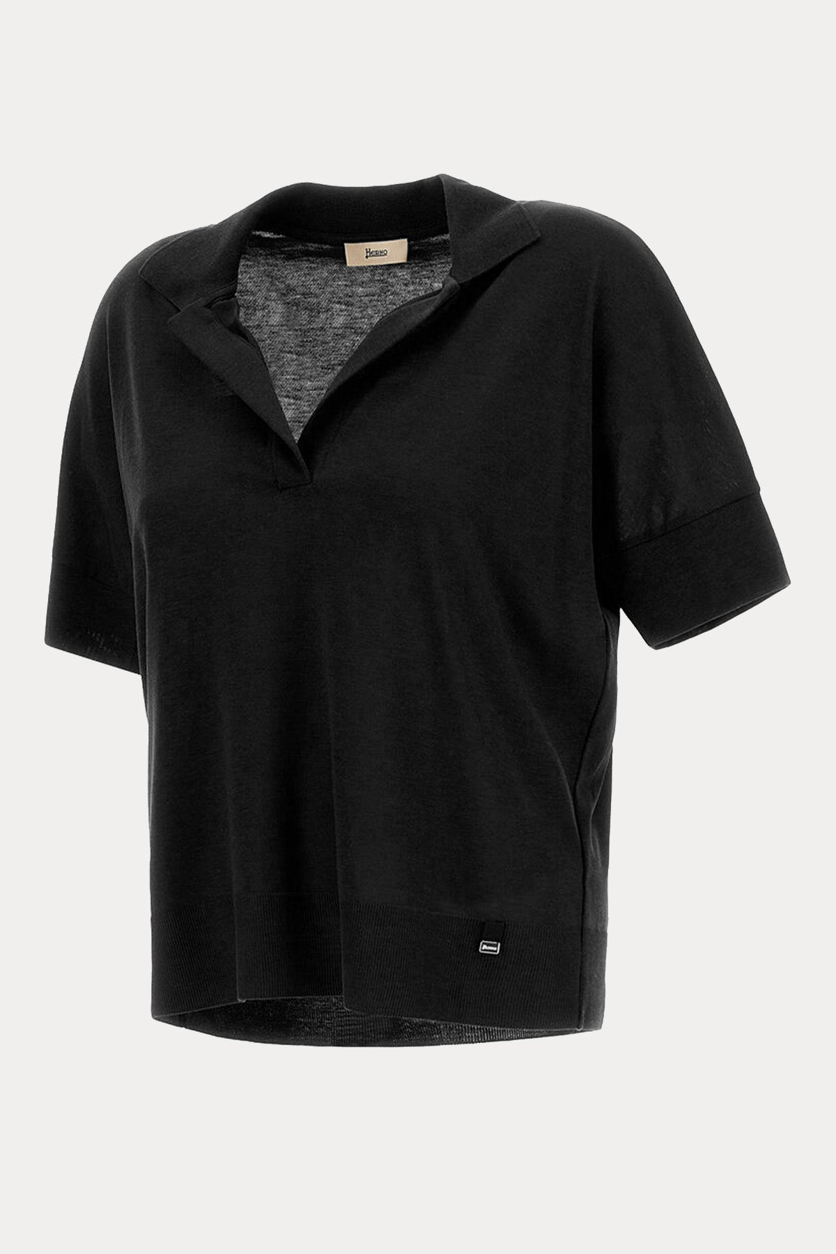 Herno Regular Fit Polo V Yaka İnce Örgü T-shirt-T-shirt-Libas
