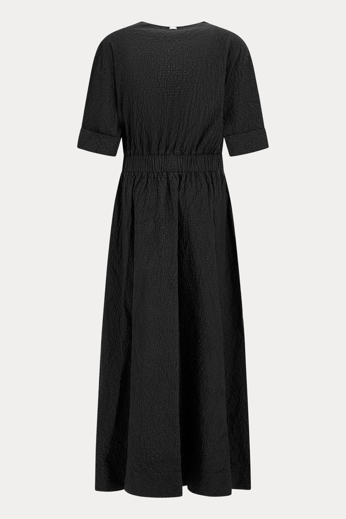 Herno Regular Fit Gofre Kumaş Kemerli Midi Elbise