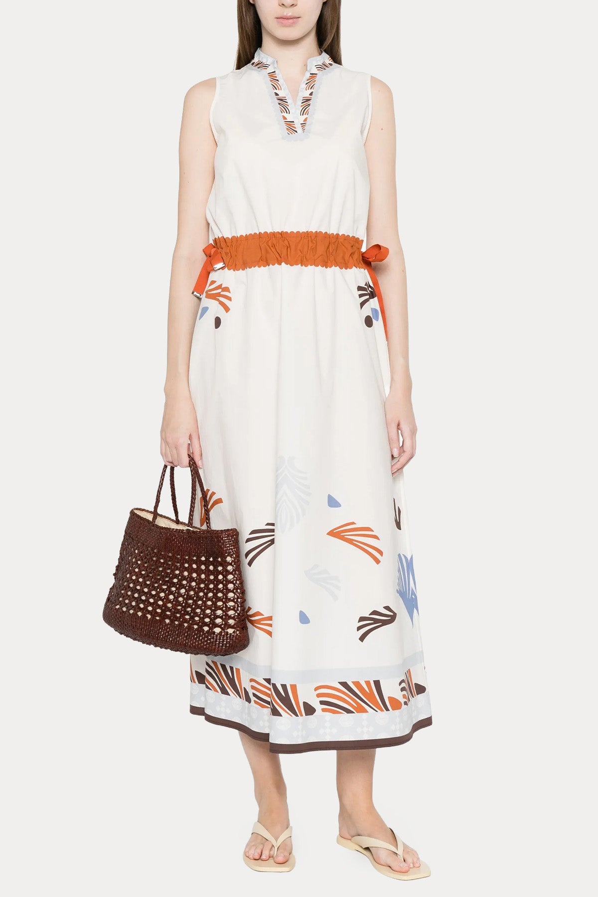 Herno Hakim V Yaka Belden Büzgülü Midi Elbise