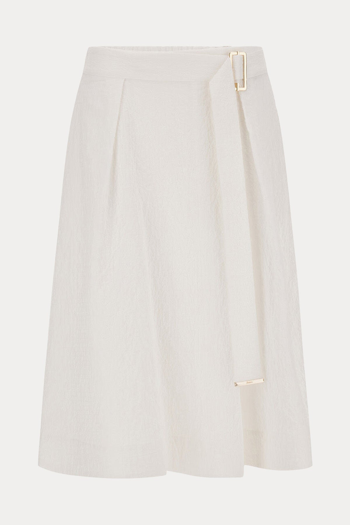 Herno Gofre Kumaş Tek Pile Kemerli Midi Etek