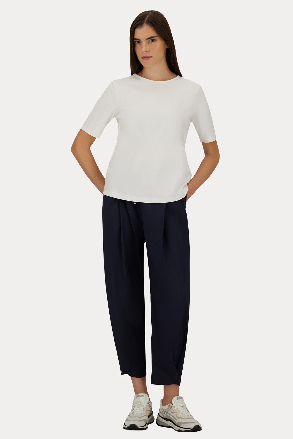 Herno Relaxed Fit Beli Lastikli Yandan Cepli Streç Pantolon-Pantolon-Libas