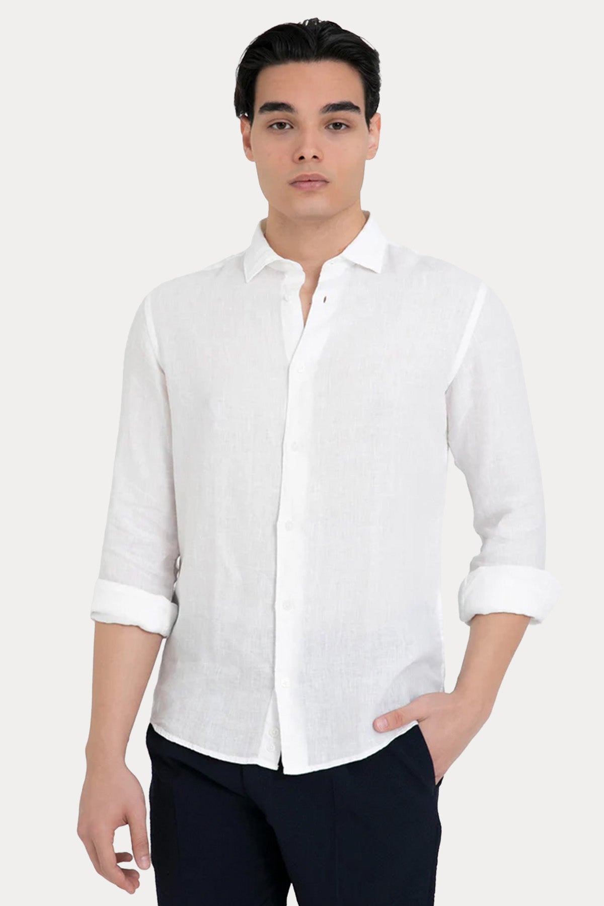 Fradi Regular Fit Keten Gömlek-Gömlek-Libas