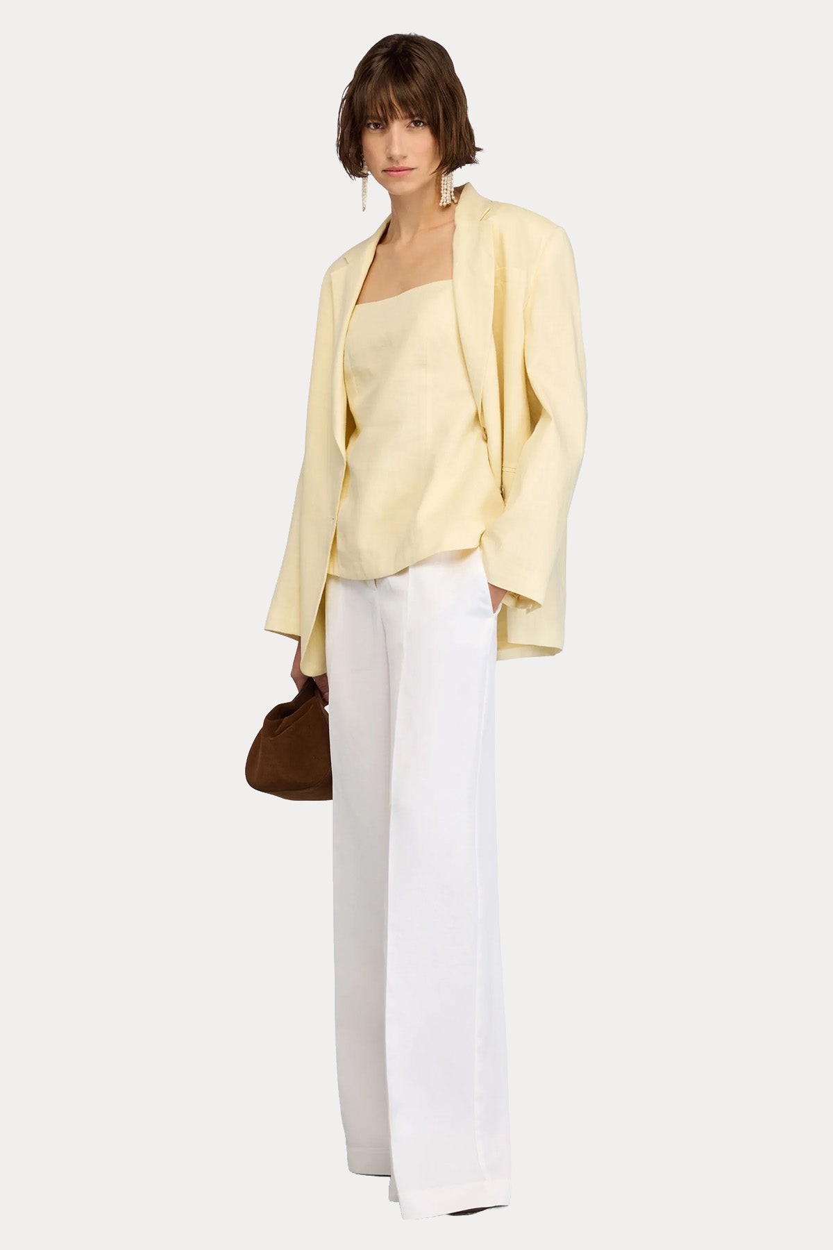 Semicouture Wide Leg Yandan Cepli Keten Pantolon-Pantolon-Libas