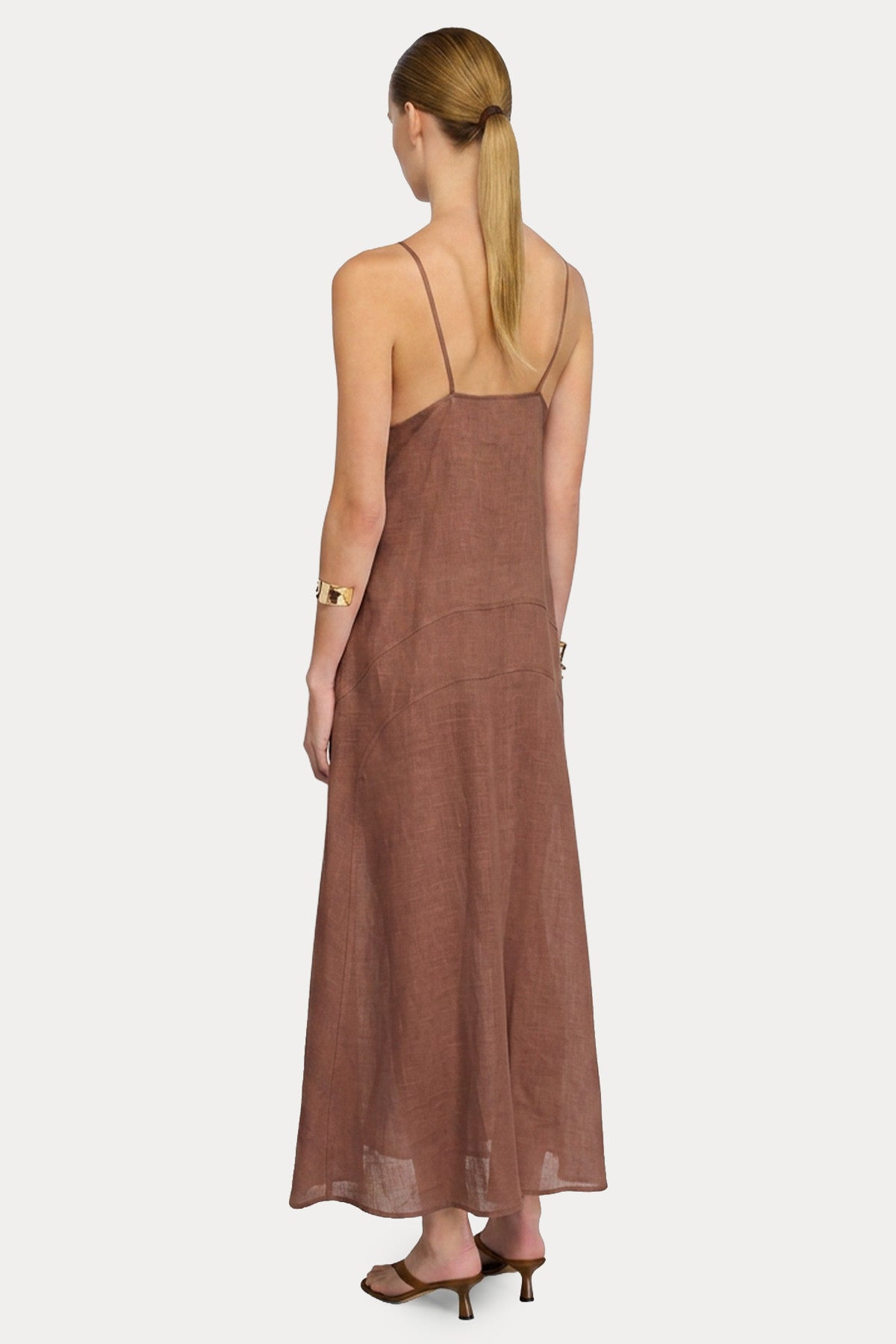 Semicouture Regular Fit Maxi Keten Elbise-Elbise-Libas