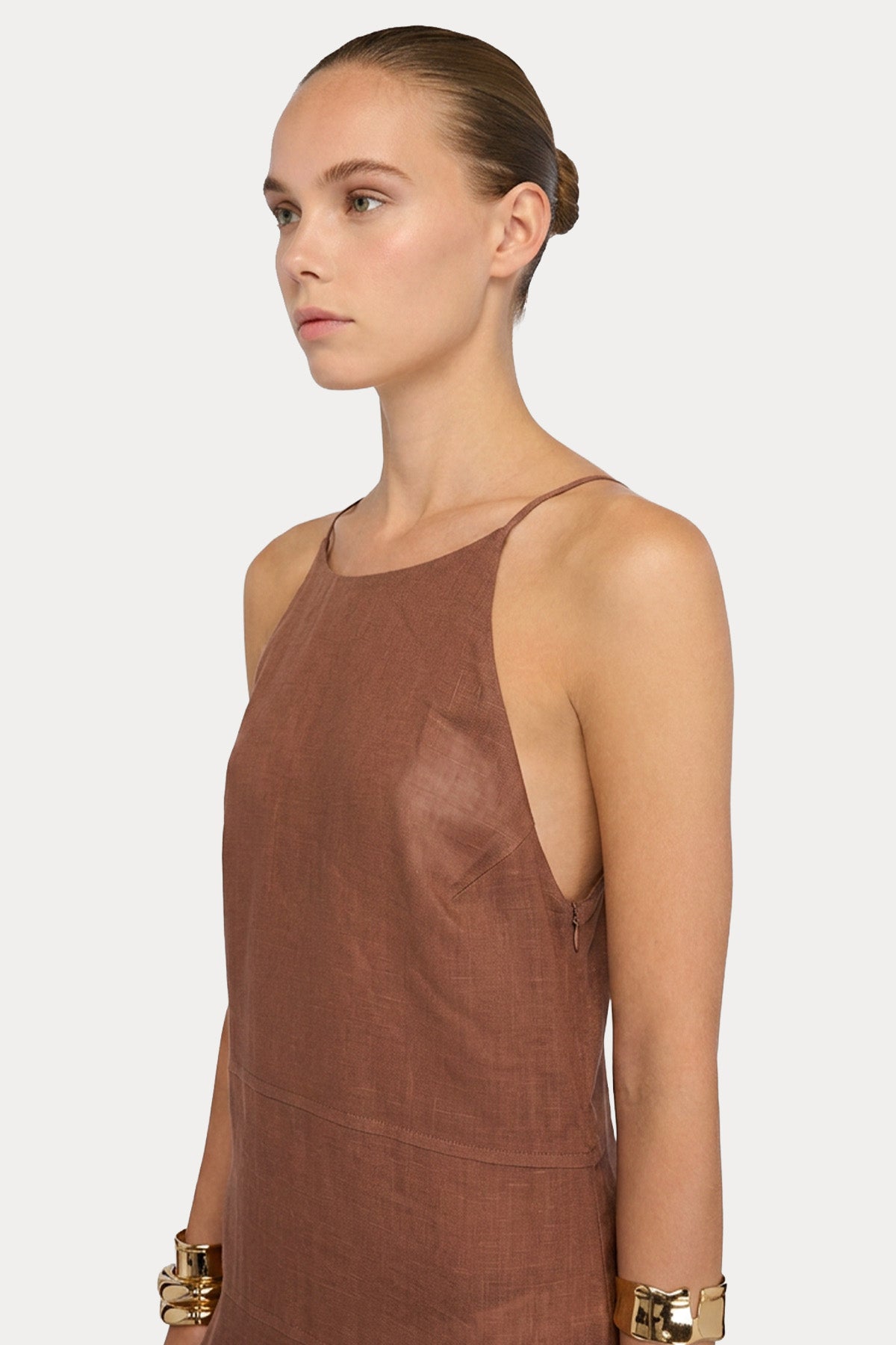 Semicouture Regular Fit Maxi Keten Elbise-Elbise-Libas