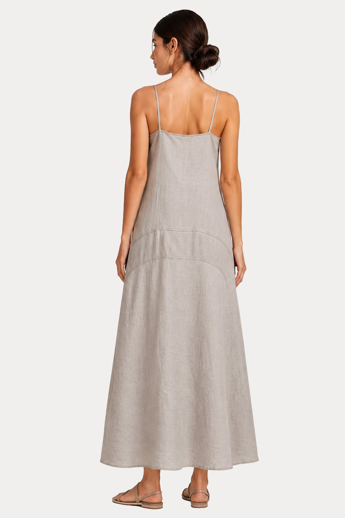Semicouture Halter Yaka Maxi Keten Elbise