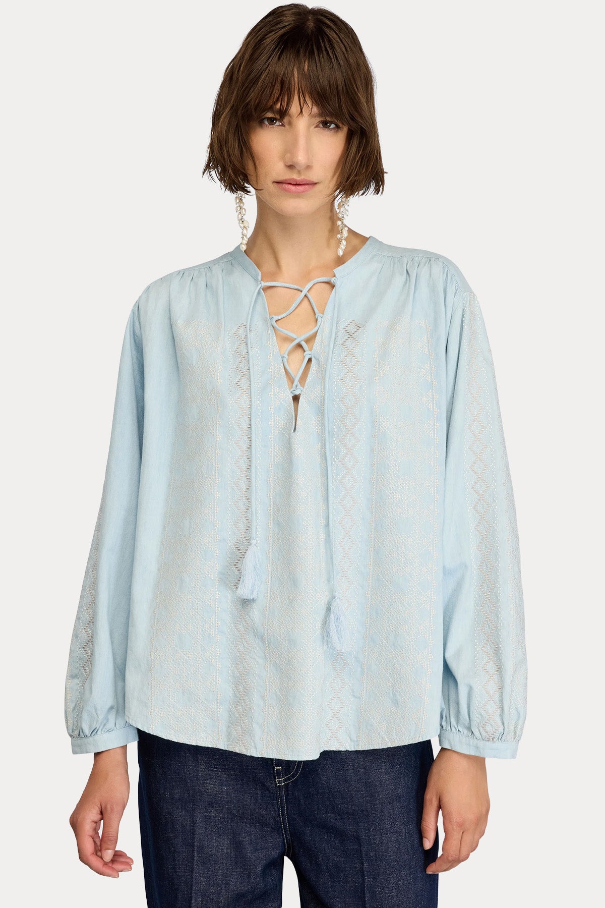 Semicouture Relaxed Fit Nakış Detaylı Bluz-Bluz-Libas
