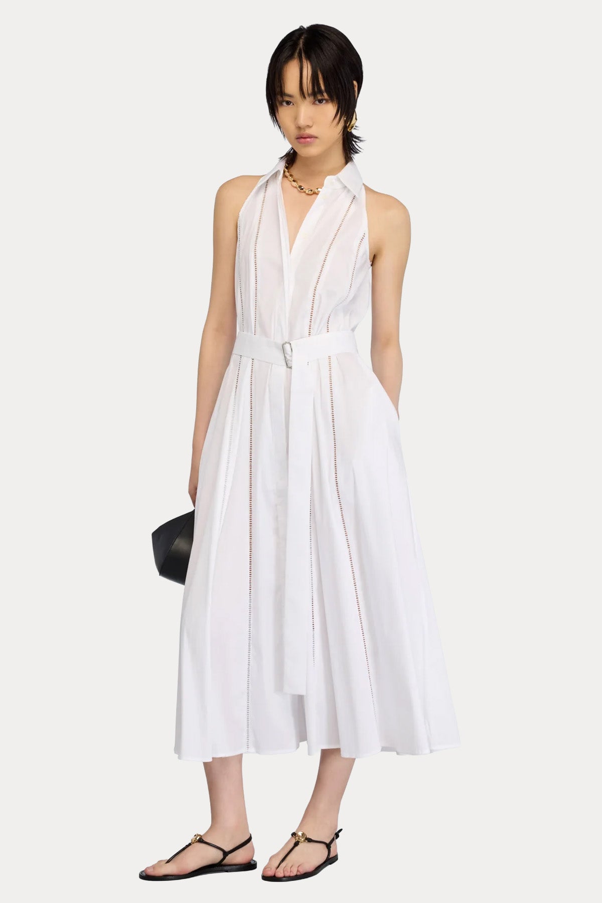 Semicouture Regular Fit Kemerli Midi Poplin Elbise-Elbise-Libas