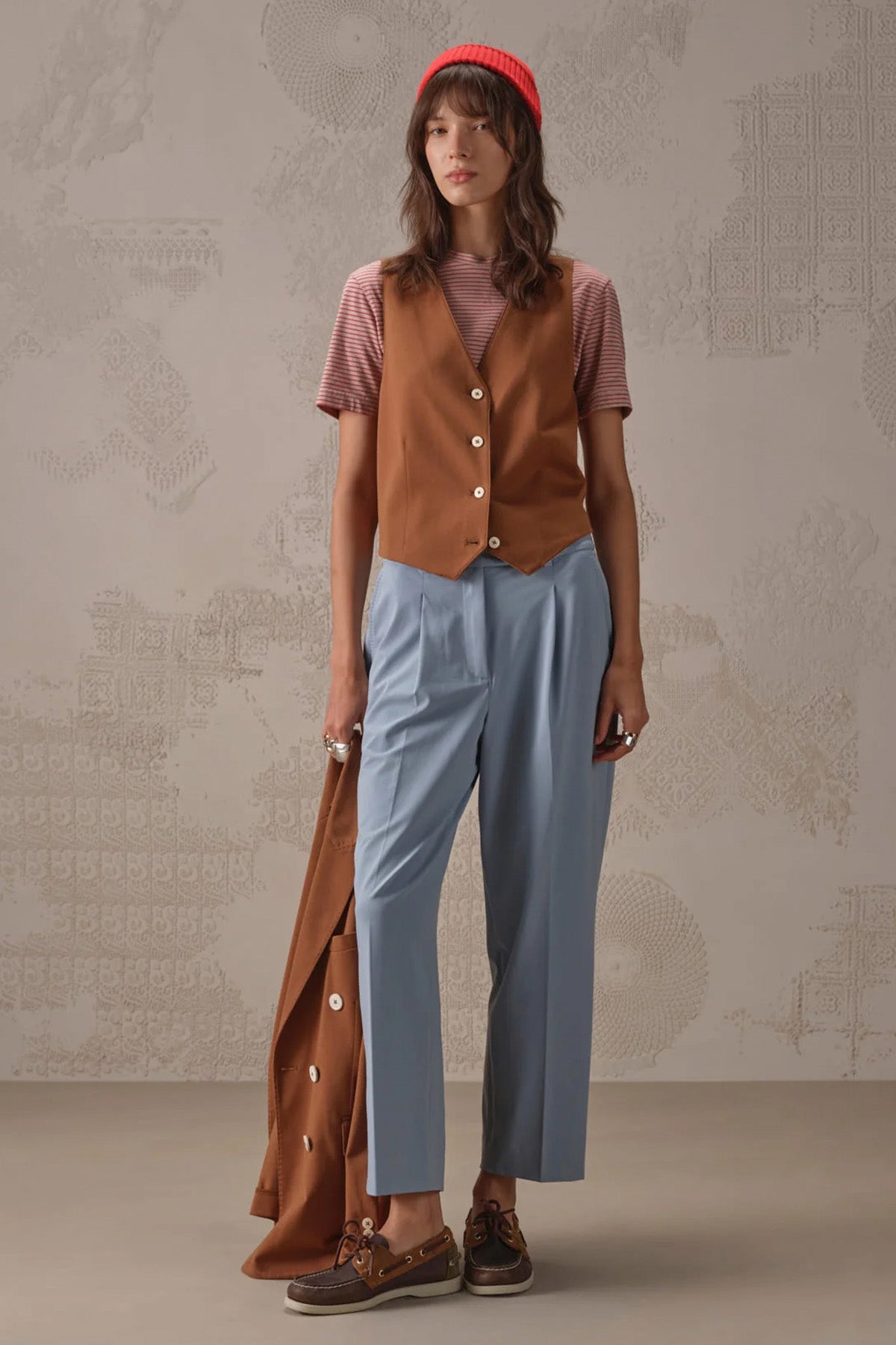 Circolo 1901 Relaxed Fit Tek Pile Yandan Cepli Streç Pantolon-Pantolon-Libas