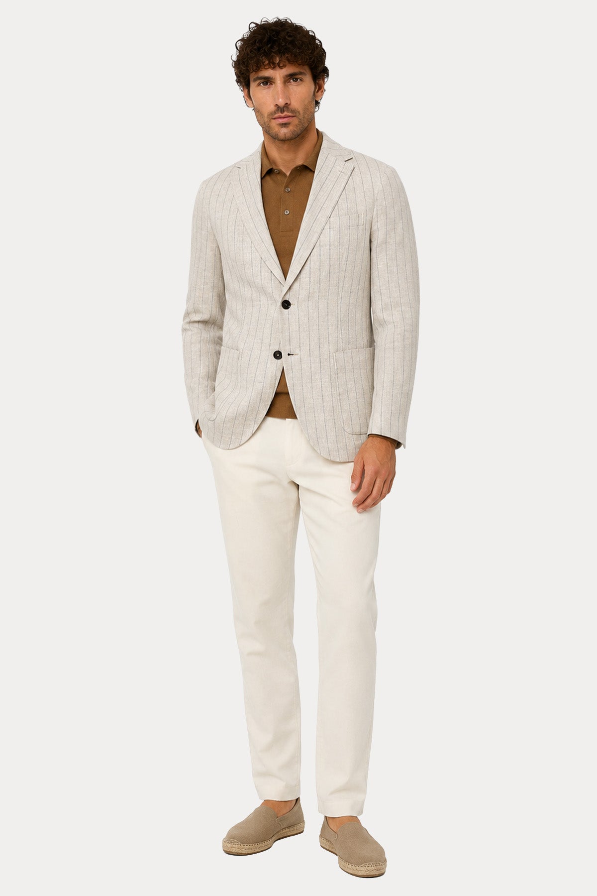 Circolo 1901 Spor Cepli Çizgili Keten Blazer Ceket