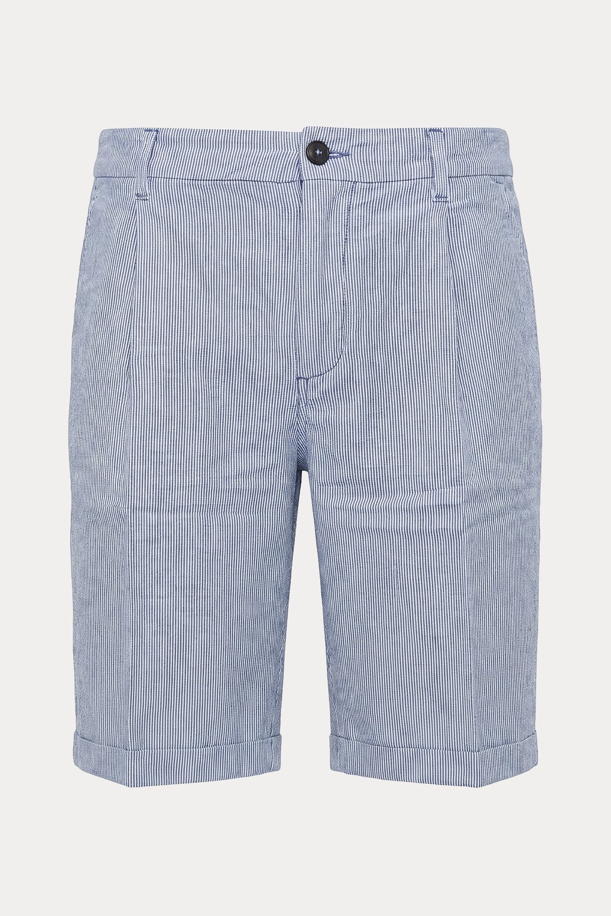 40 Weft Joec Easy Fit Tek Pile Çizgili Keten Şort-Şort-Libas