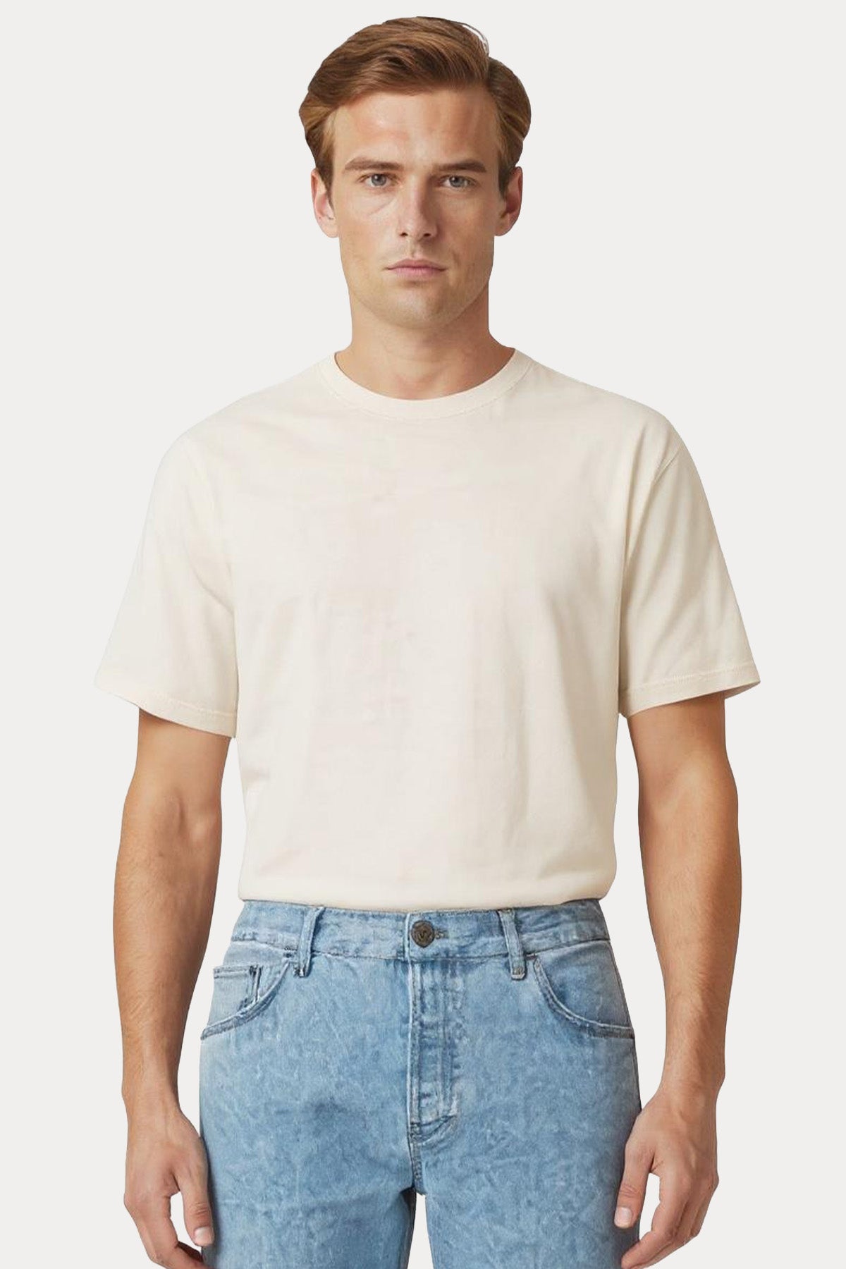 40 Weft Sam Streç Yuvarlak Yaka T-shirt