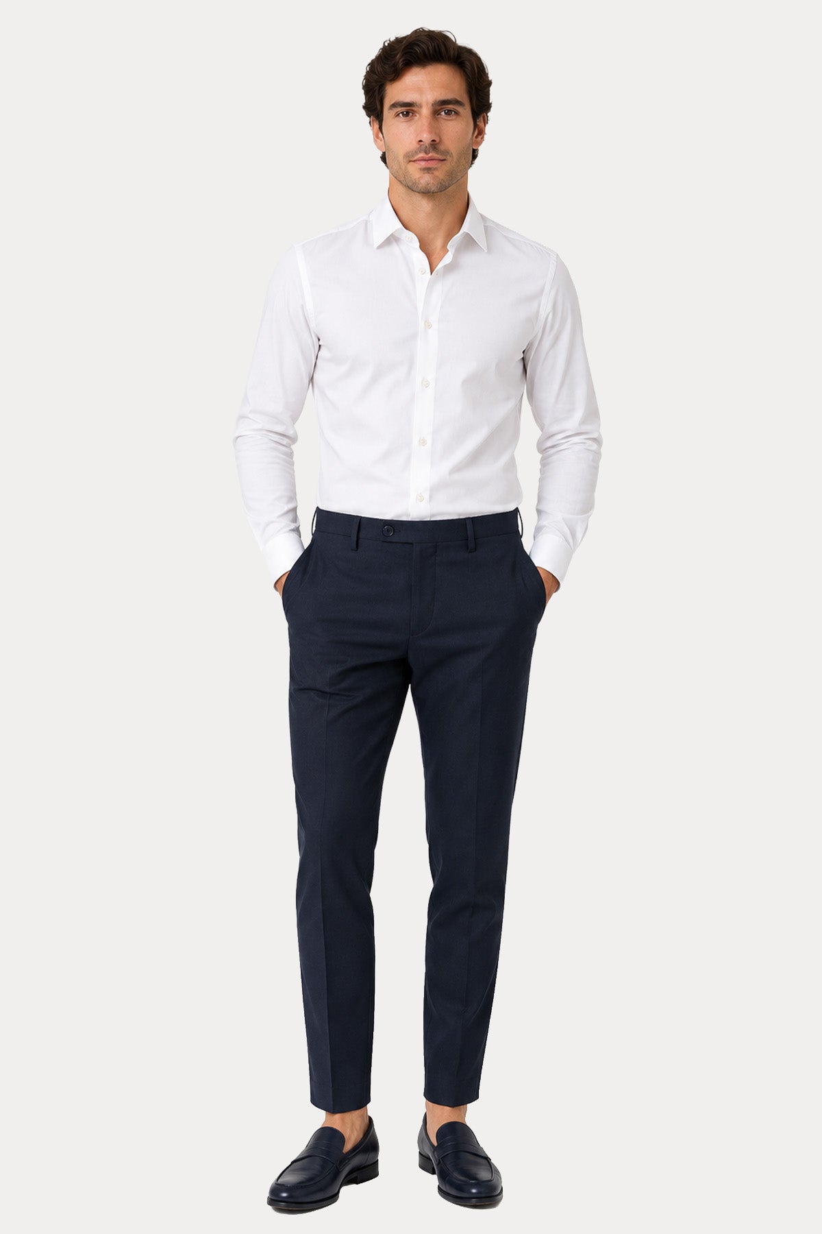 Michael Coal Slim Fit Yandan Cepli Yün Pantolon
