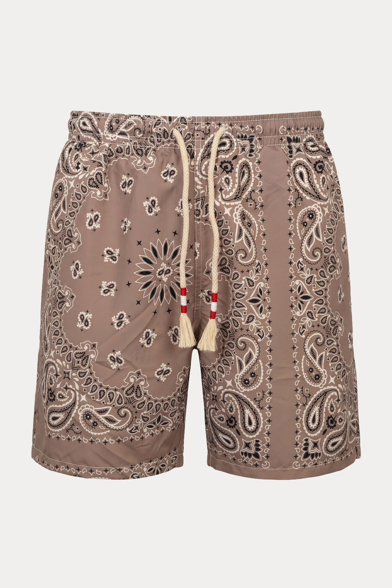 Saint Barth Paisley Desen Beli Lastikli Şort Mayo
