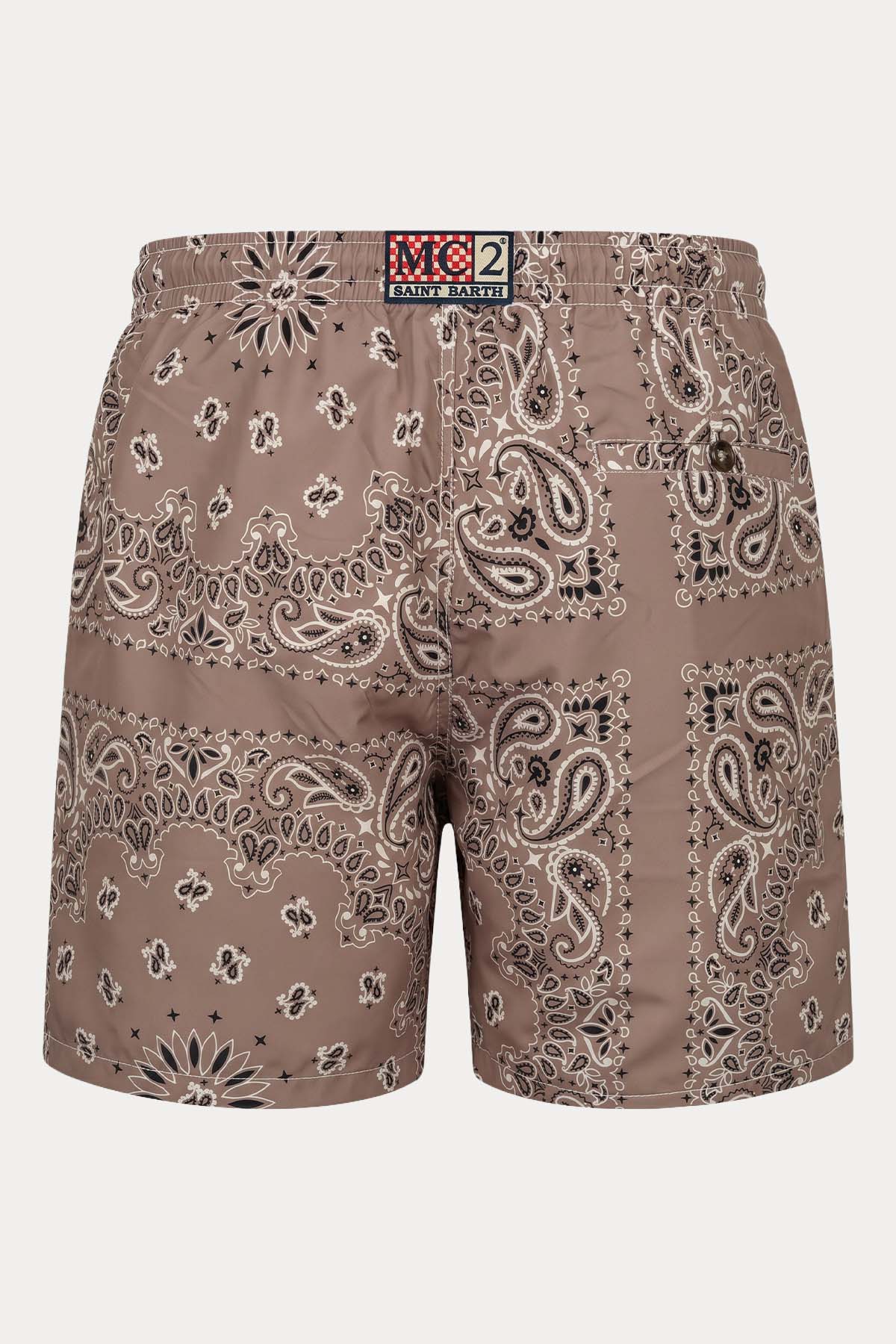 Saint Barth Paisley Desen Beli Lastikli Şort Mayo