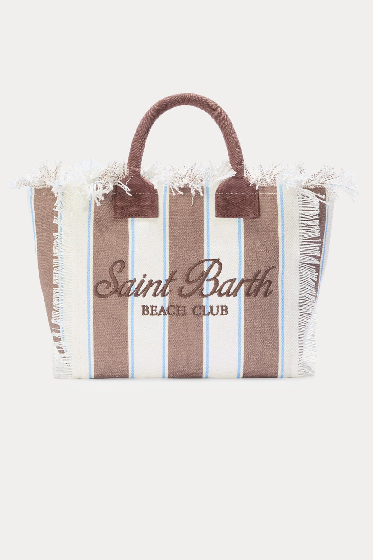 Saint Barth Medium Çizgili Logolu Kanvas Çanta-Çanta-Libas