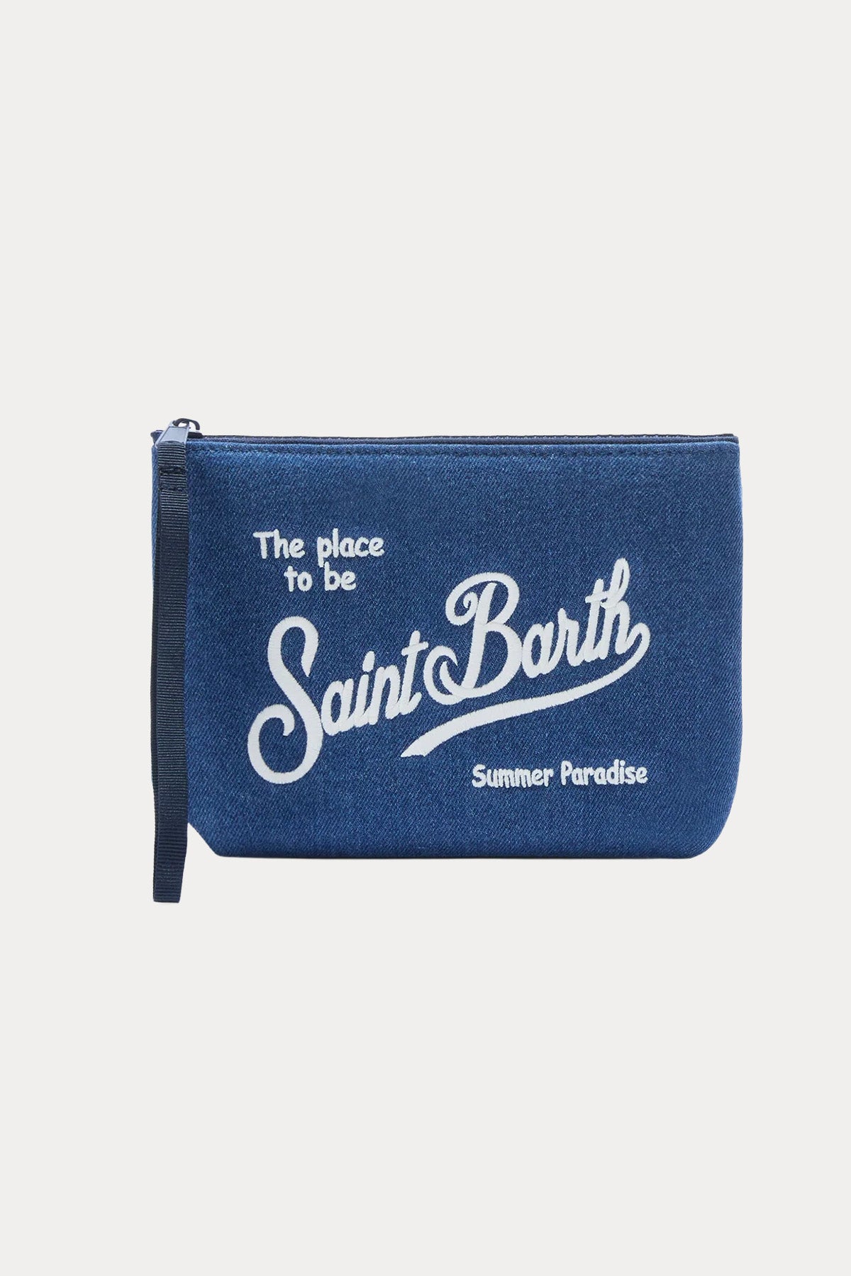Saint Barth Small Logolu Denim Clutch Çanta-Çanta-Libas