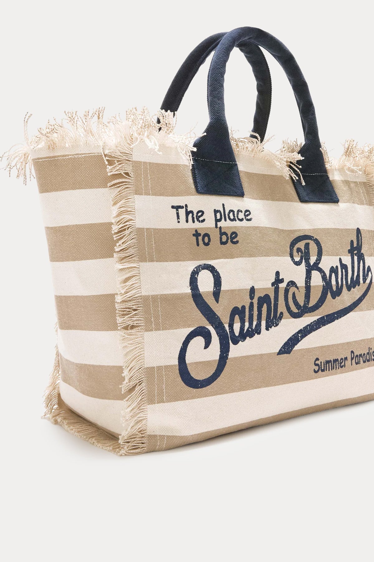 Saint Barth Large Çizgili Logolu Kanvas Çanta-Çanta-Libas