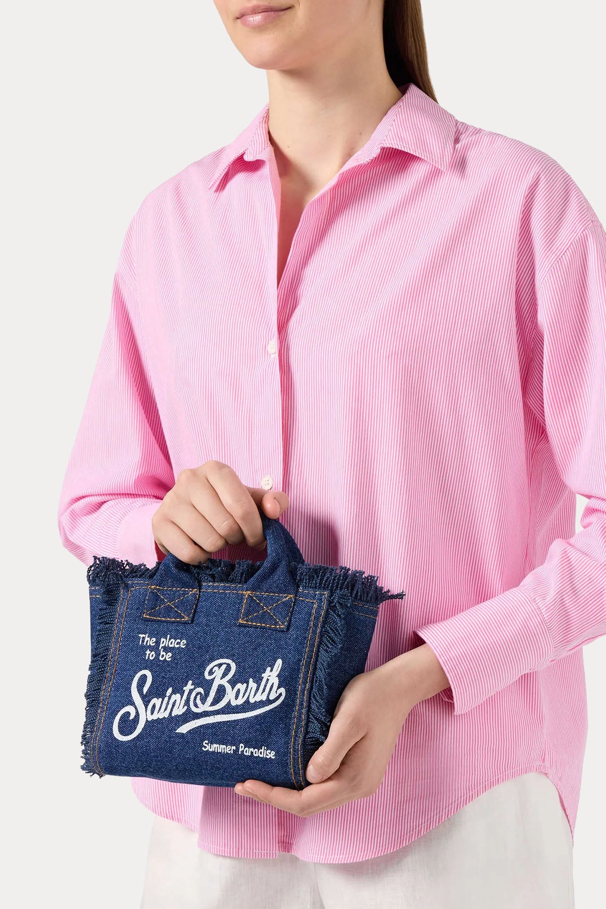 Saint Barth Mini Logolu Denim Çanta-Çanta-Libas