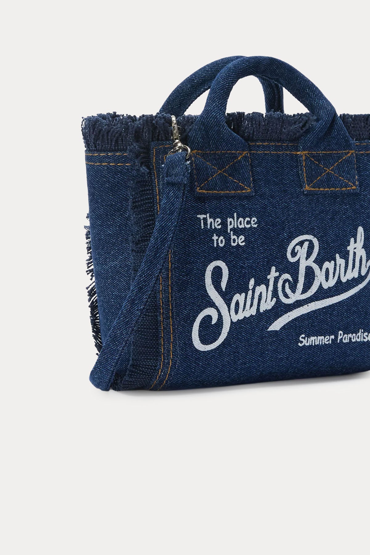 Saint Barth Mini Logolu Denim Çanta-Çanta-Libas