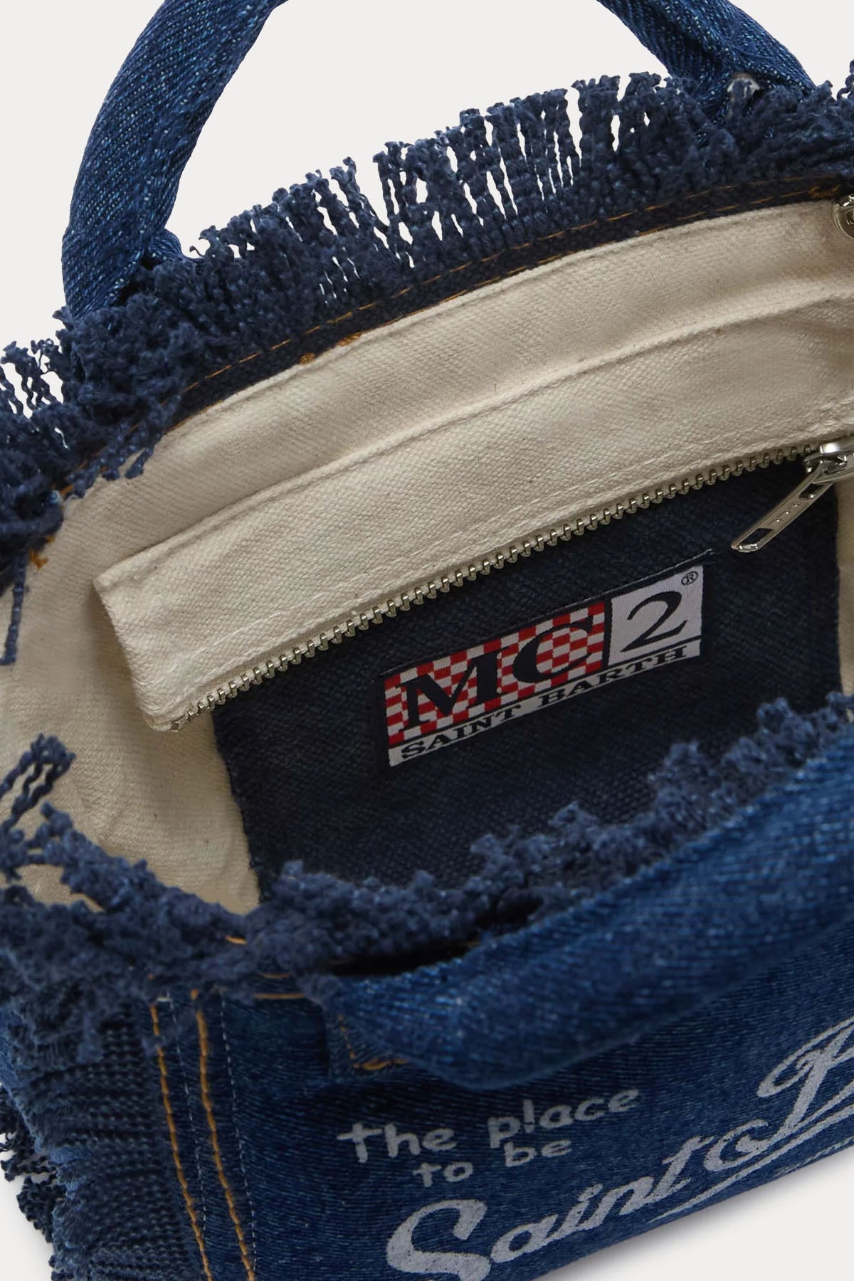 Saint Barth Mini Logolu Denim Çanta-Çanta-Libas