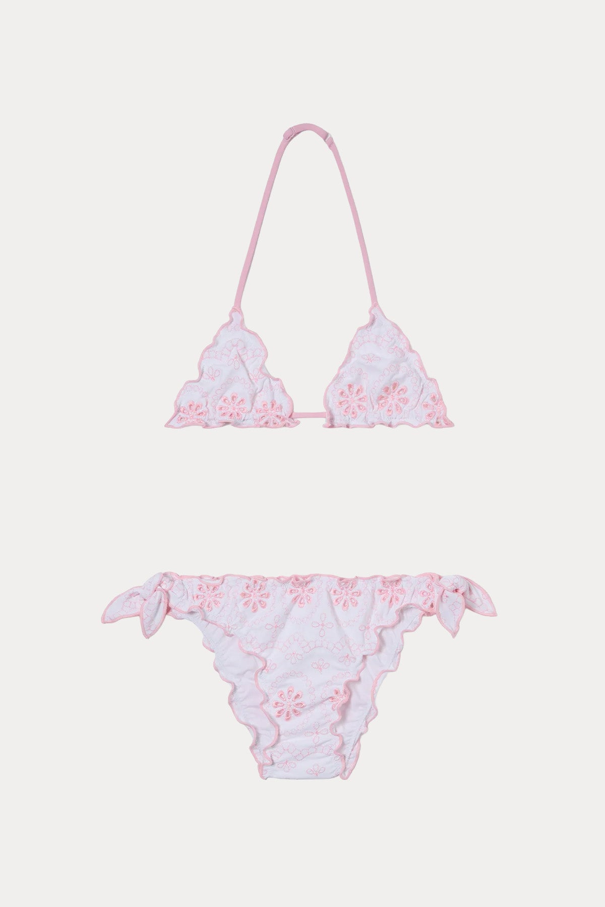 Saint Barth 2-4 Yaş Kız Çocuk Nakış Çiçek Desenli Streç Bikini-Bikini-Libas