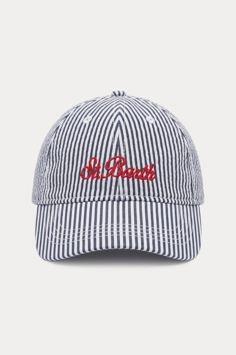 Saint Barth Unisex Çocuk Çizgili Logolu Şapka