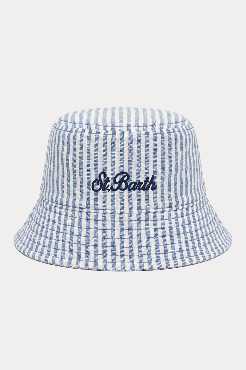 Saint Barth Unisex Çocuk Çizgili Logolu Bucket Şapka