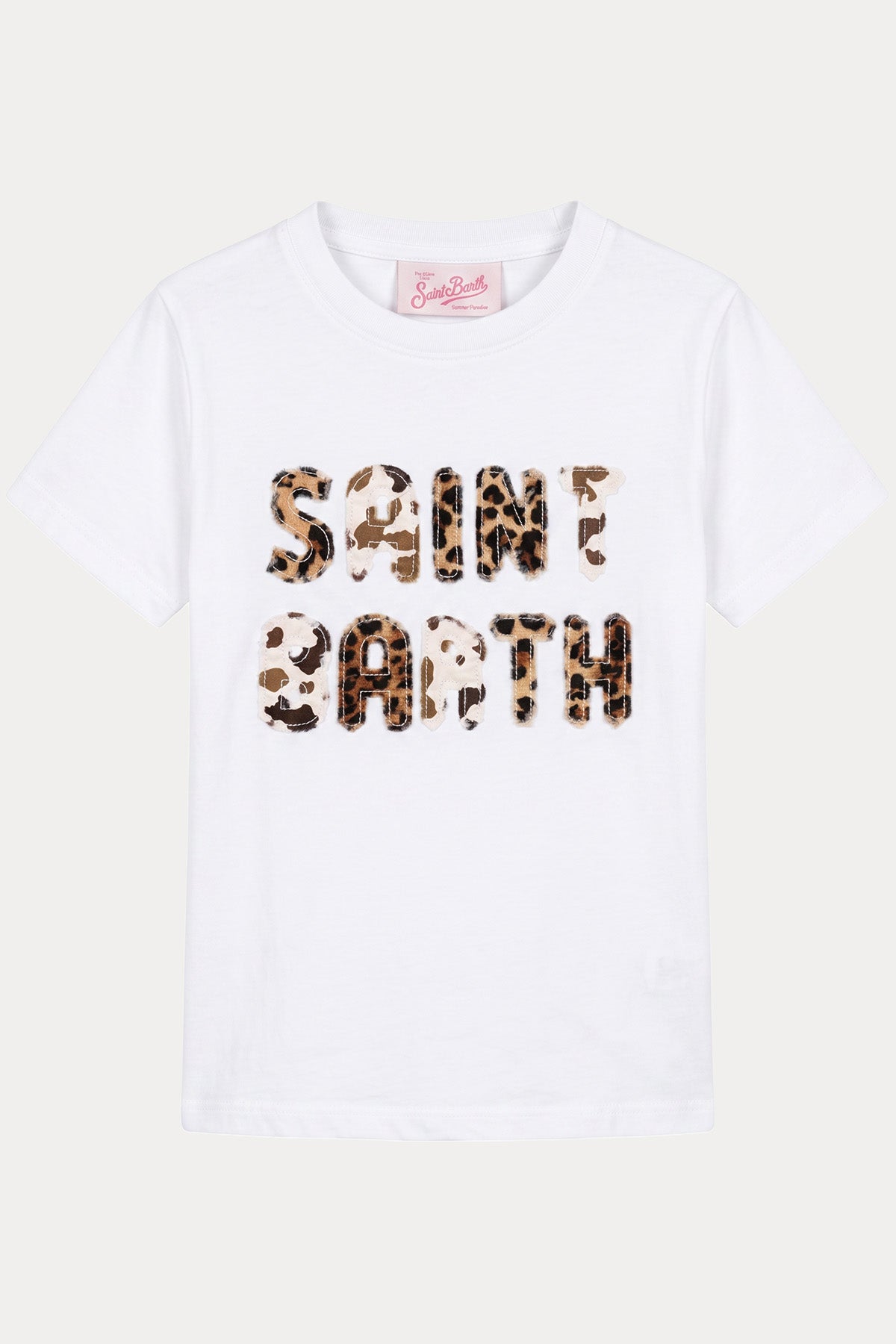 Saint Barth 6-8 Yaş Kız Çocuk Leopar Desen Logolu T-shirt