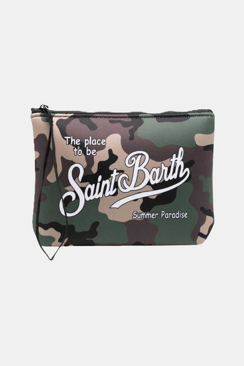 Saint Barth Small Kamuflaj Desen Logolu Clutch Çanta
