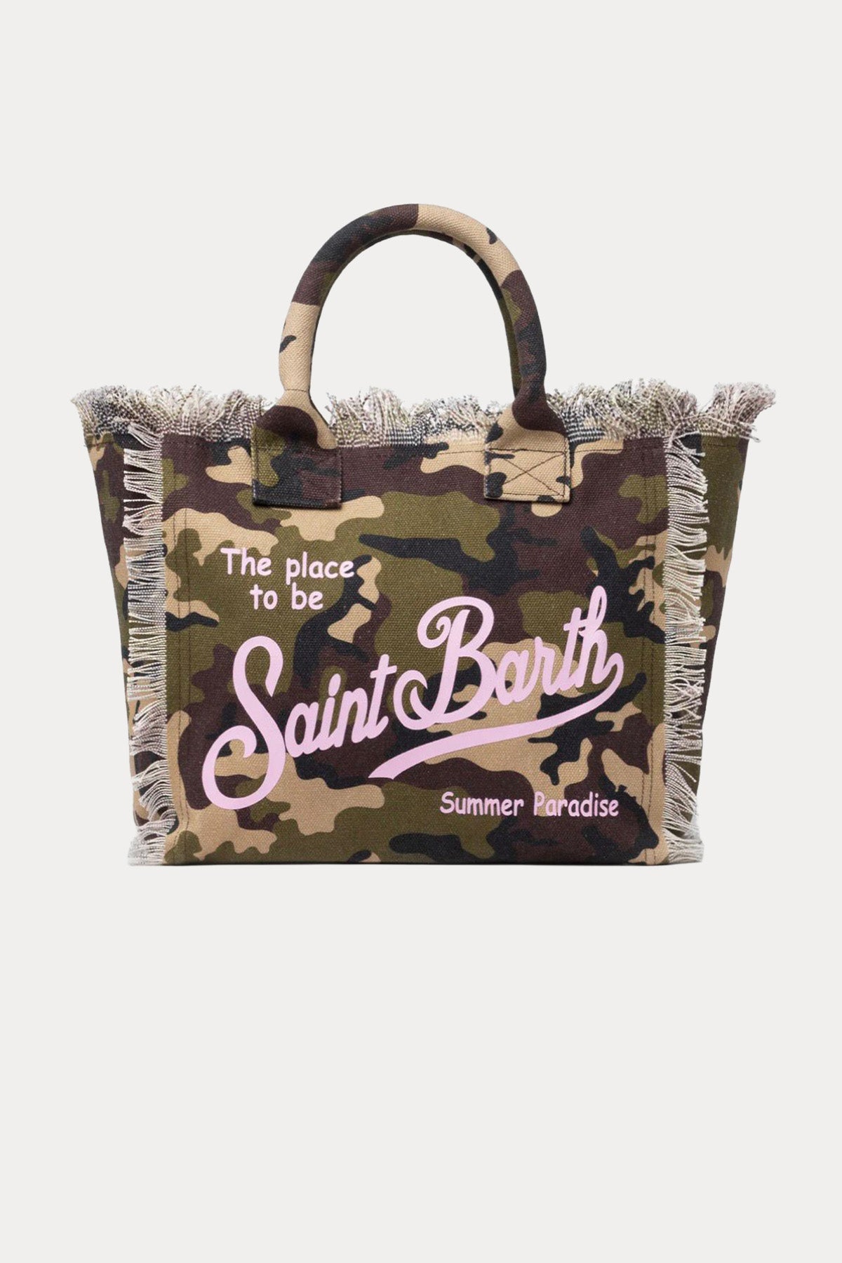 Saint Barth Small Kamuflaj Desen Logolu Kanvas Çanta
