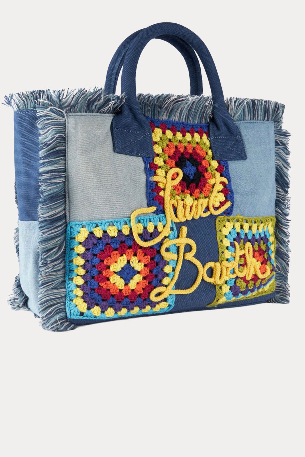 Saint Barth Large Nakış Logo Desenli Denim Çanta