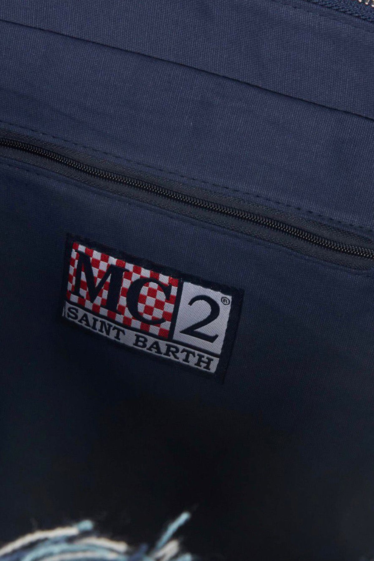 Saint Barth Large Nakış Logo Desenli Denim Çanta