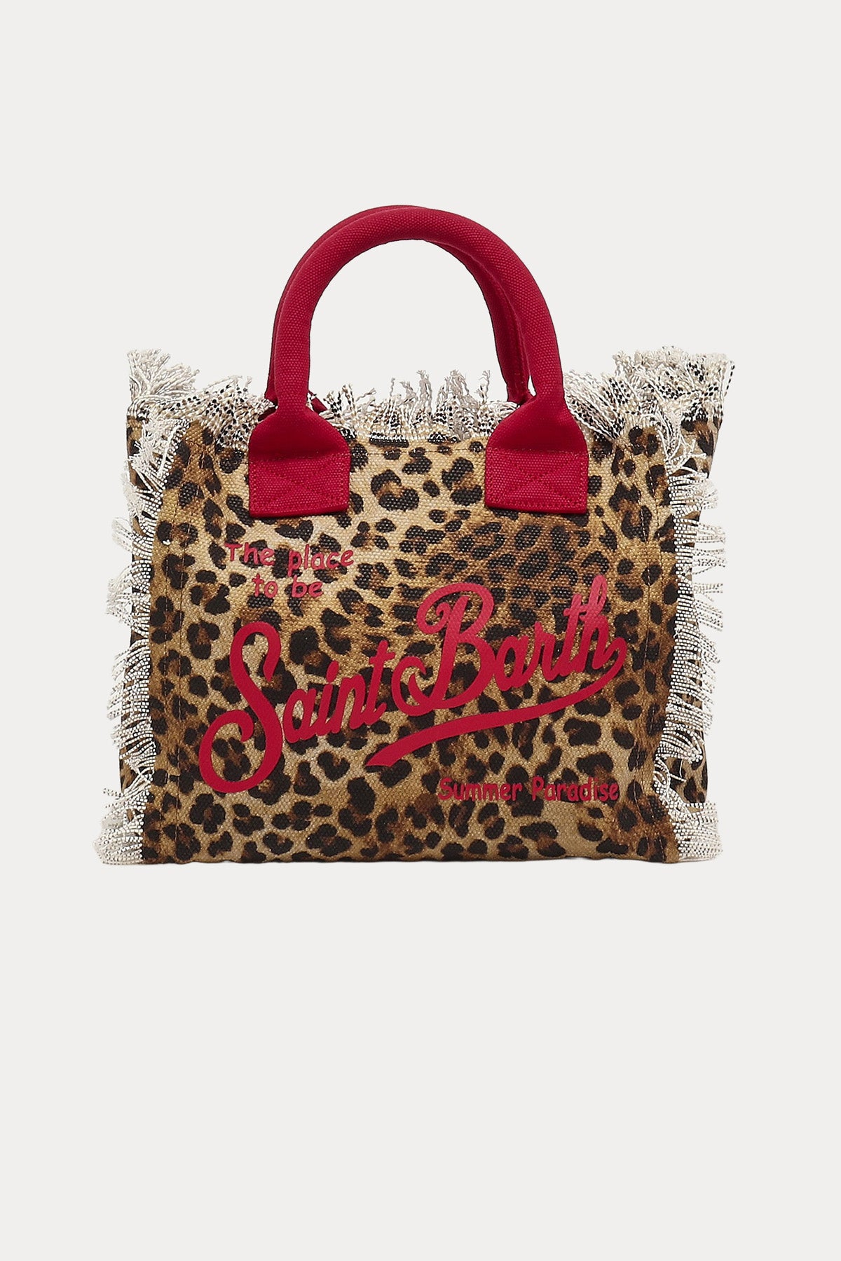Saint Barth Small Leopar Desen Logolu Kanvas Çanta