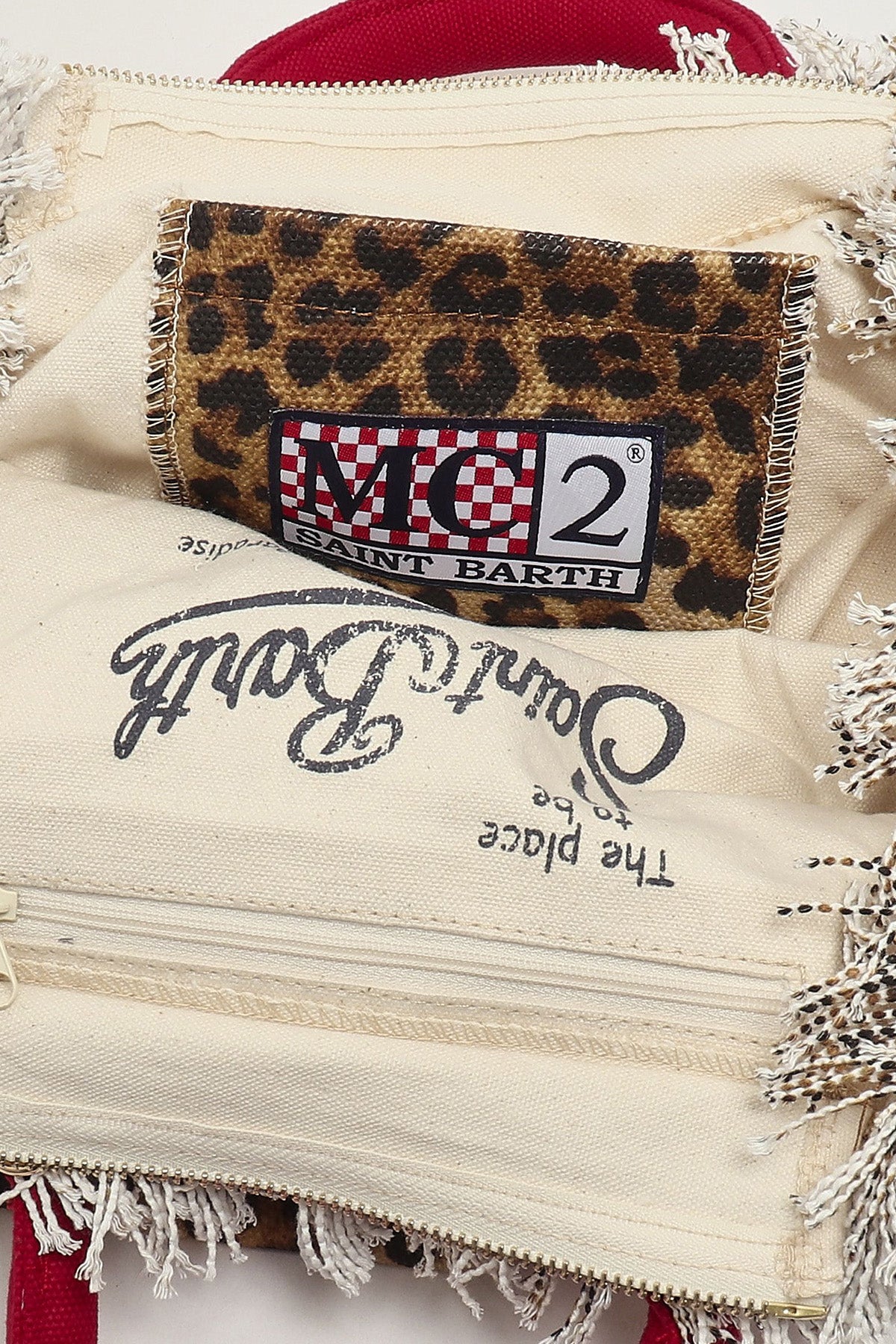 Saint Barth Small Leopar Desen Logolu Kanvas Çanta