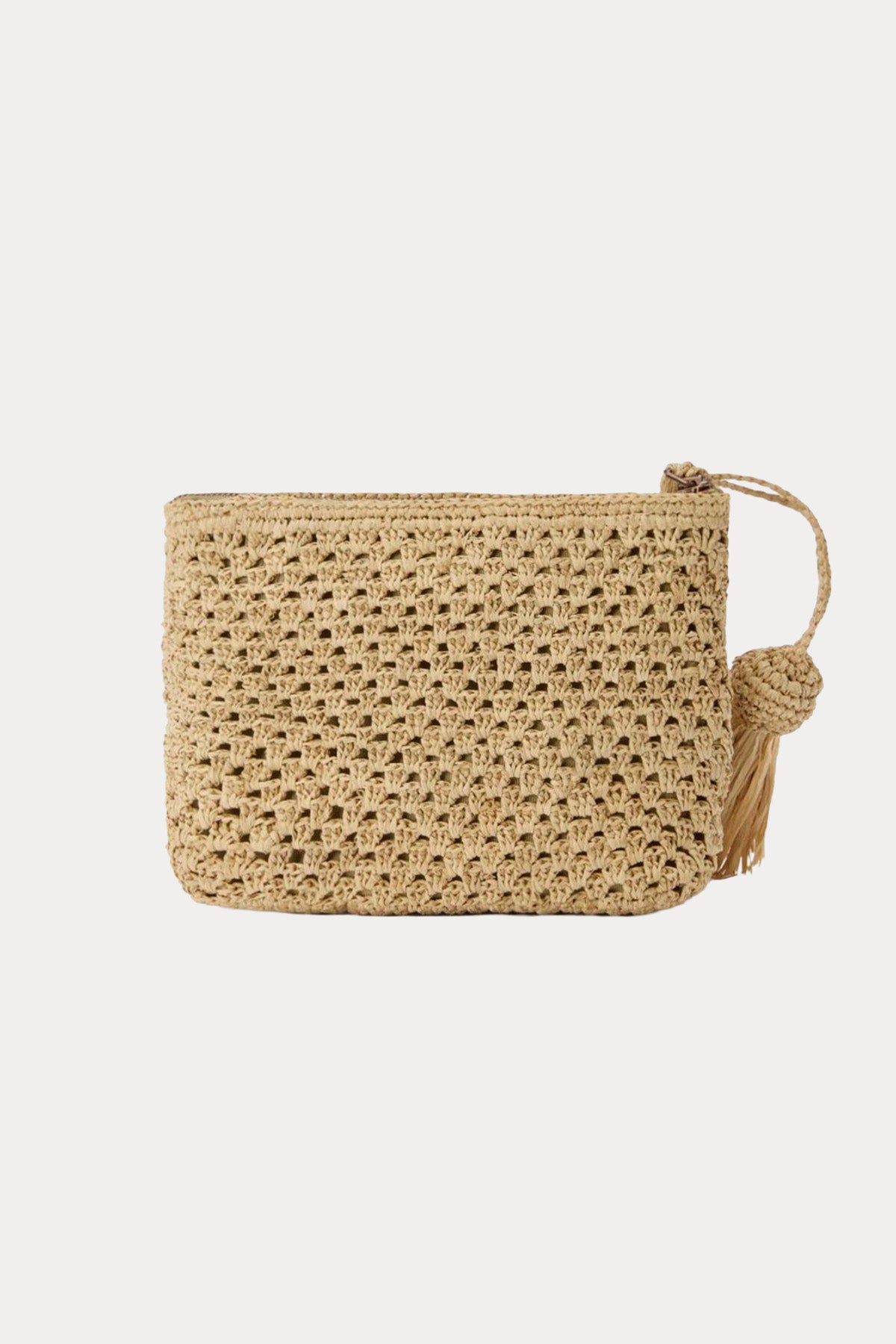 Saint Barth Mini Logolu Hasır Örgü Clutch Çanta