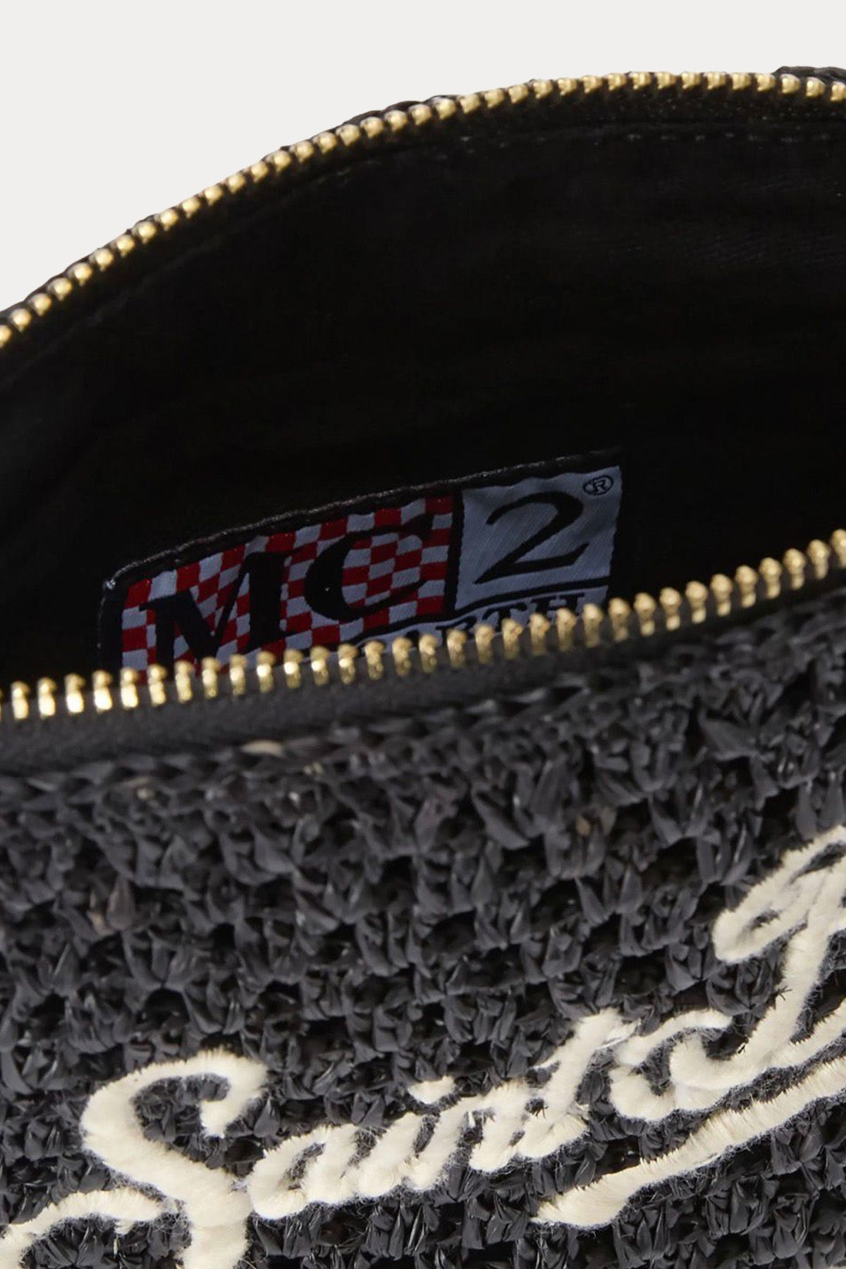 Saint Barth Mini Logolu Hasır Örgü Clutch Çanta